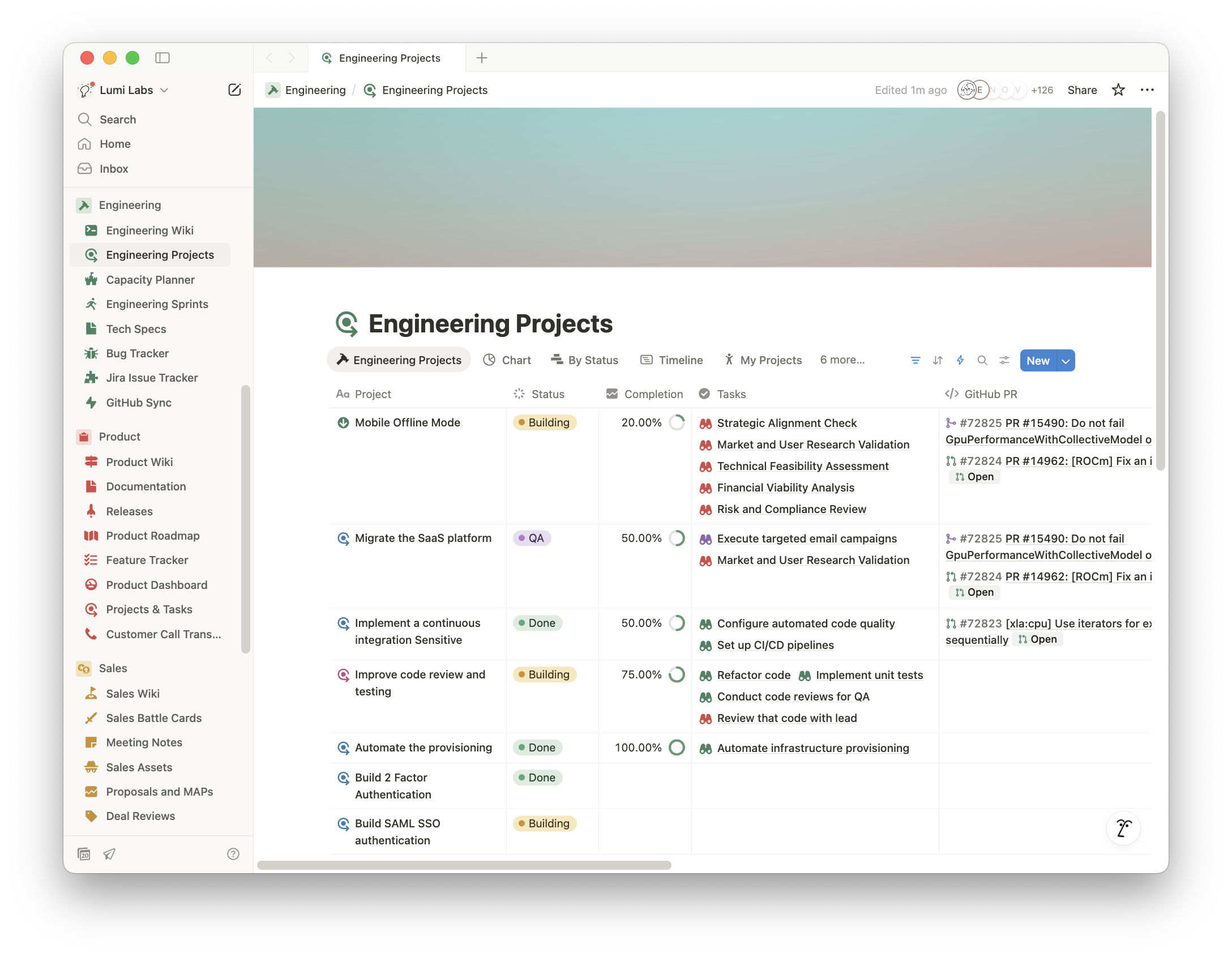 Database example in Notion